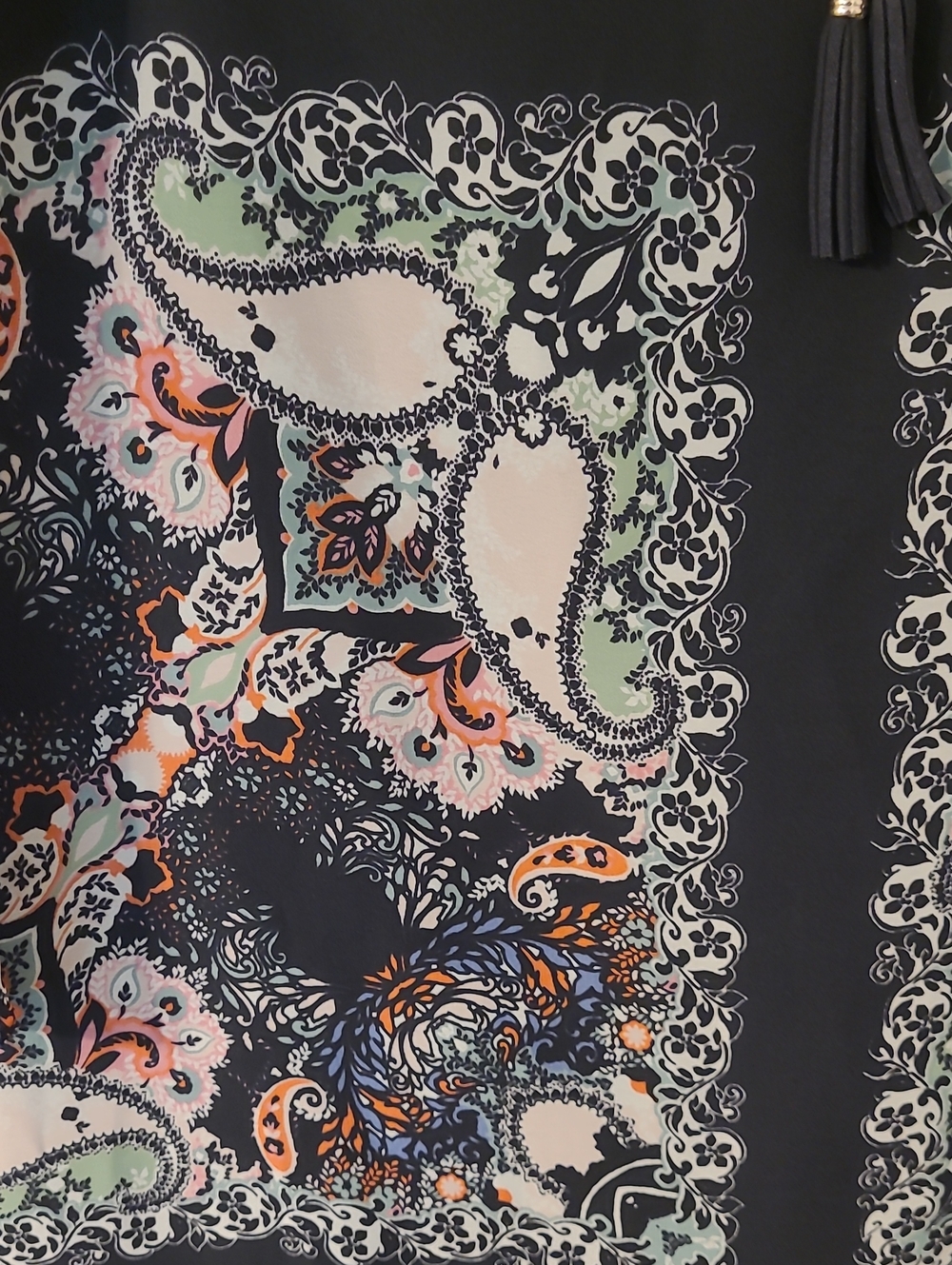 Vince Camuto Black Sheer Paisley Bell-Sleeve Dress - Picture 6 of 8